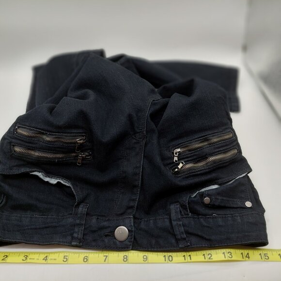 Metaphor Black Jeans Size 14 Faux Zipper Pockets - Picture 4 of 9